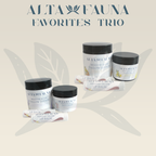 Alta Fauna Favorites Trio photos in Citrus and Floral scents on a white background with the Alta Fauna logo in the background.