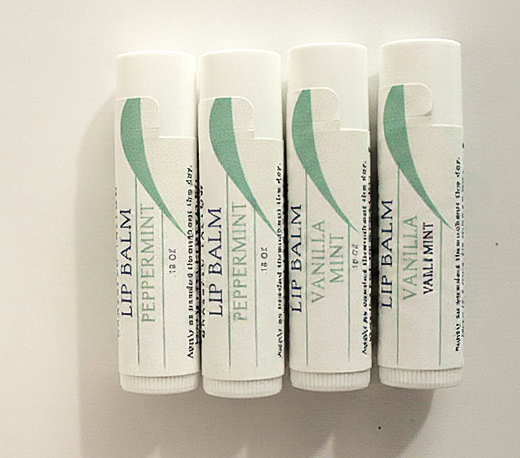 Photo of the Alta Fauna Mints Lip Balms Bundle on a white background.  Selection includes Vanilla Mint and Peppermint. 