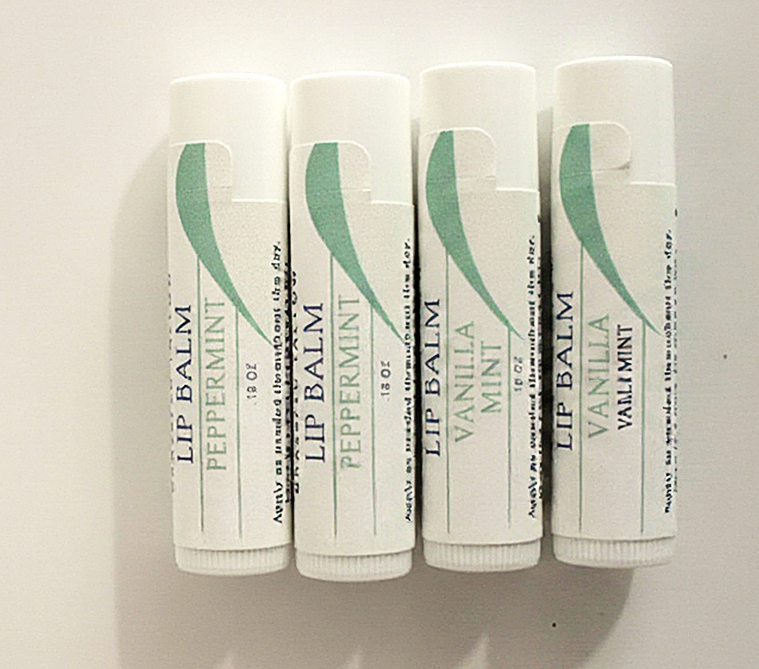 Photo of the Alta Fauna Mints Lip Balms Bundle on a white background.  Selection includes Vanilla Mint and Peppermint. 